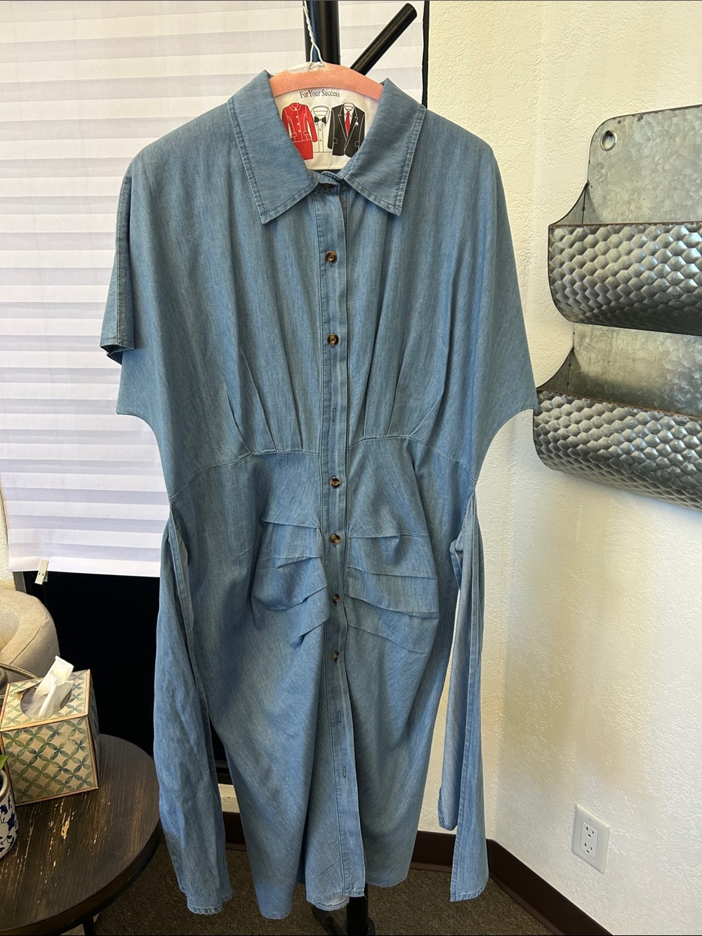 Light Wash Button-Front Denim Shirtdress